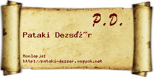 Pataki Dezsér névjegykártya