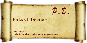 Pataki Dezsér névjegykártya